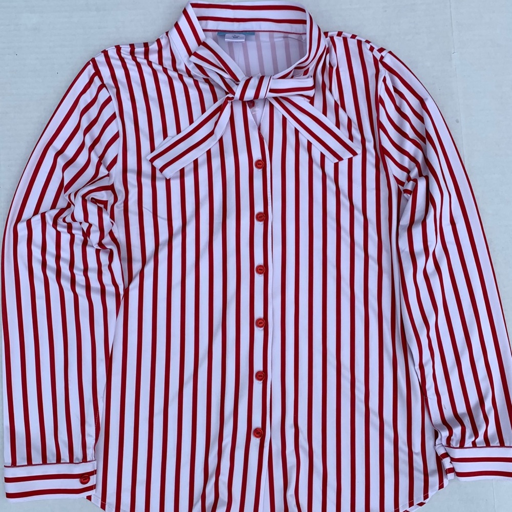 Koret Red and White Striped Blouse